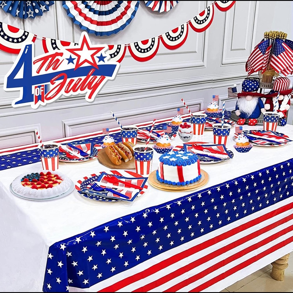 274Pcs Patriotic American Flag Party Supplies,Serve 32